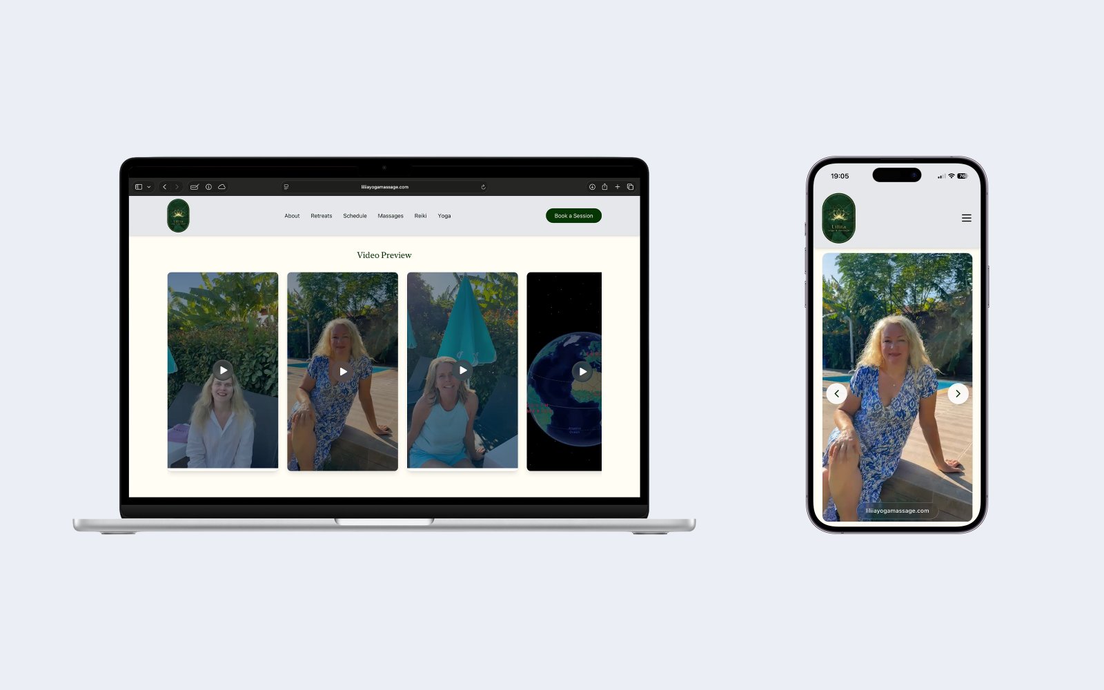 Portugal retreat photo gallery section on desktop and mobile.